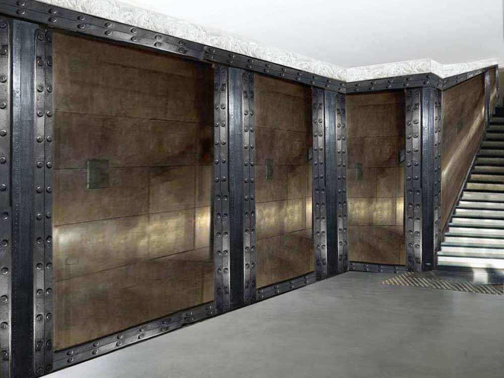 murs métal sur trompe l'oeil et IPN style Eiffel