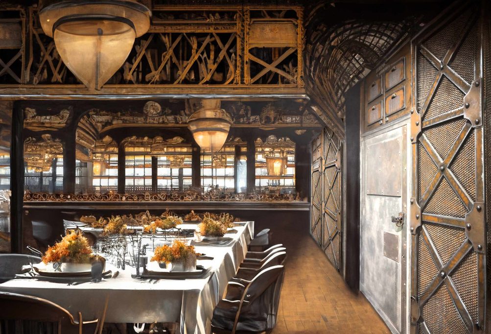 Revêtement mural brasserie style Eiffel industriel