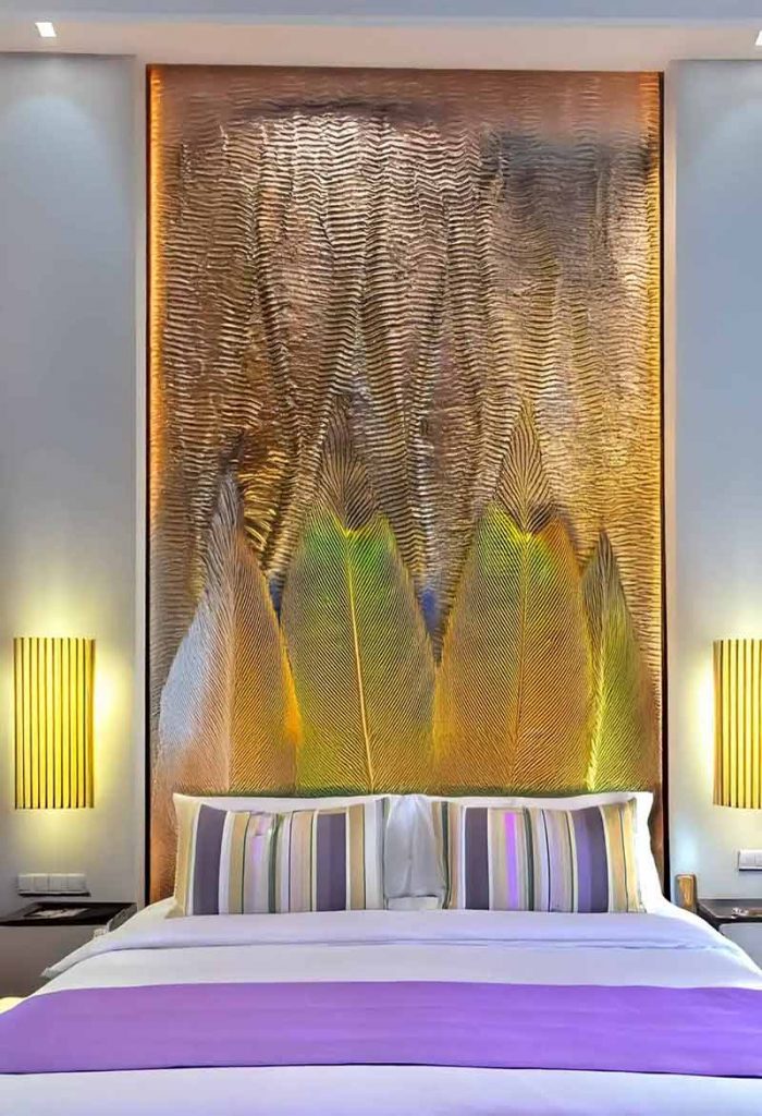 Fresques Murales pour Hôtel de Luxe Fresque Murale Métallique peintre décorateur mural décoration hôtel Grande Fresque Murale 3D effets de matière patine cuivrée