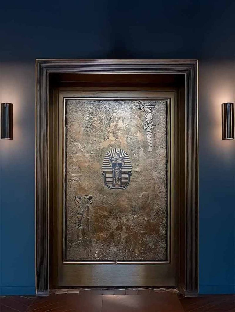 décoration hôtel entreprise fresque effets de matière patine cuivrée fresque mur hôtel de luxe et prestige