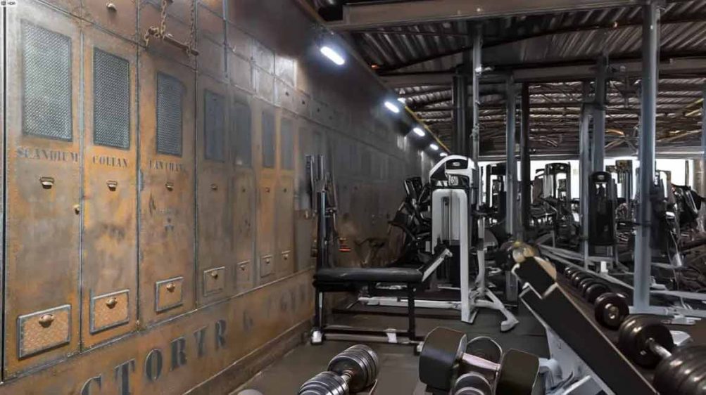 travaux décoration murs salle de sport musculation industrielle